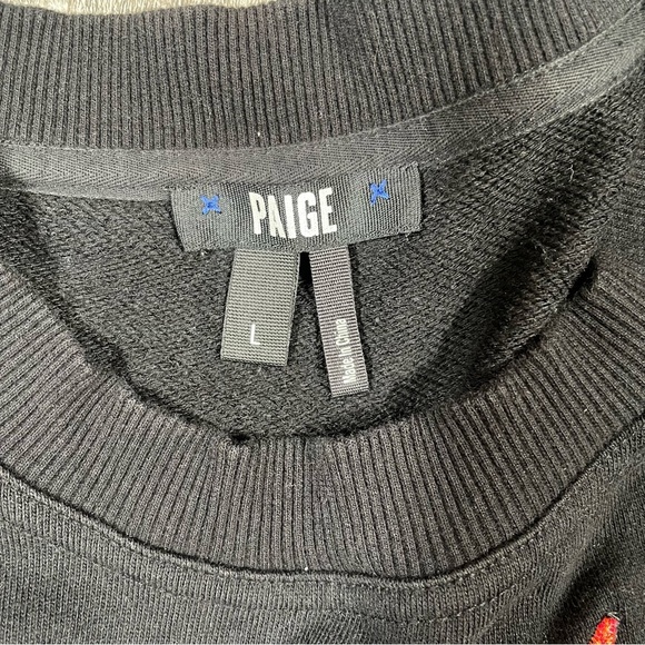 RARE PAIGE Sweatshirt Phoenix Bird embroidered Size L Black - Picture 3 of 6